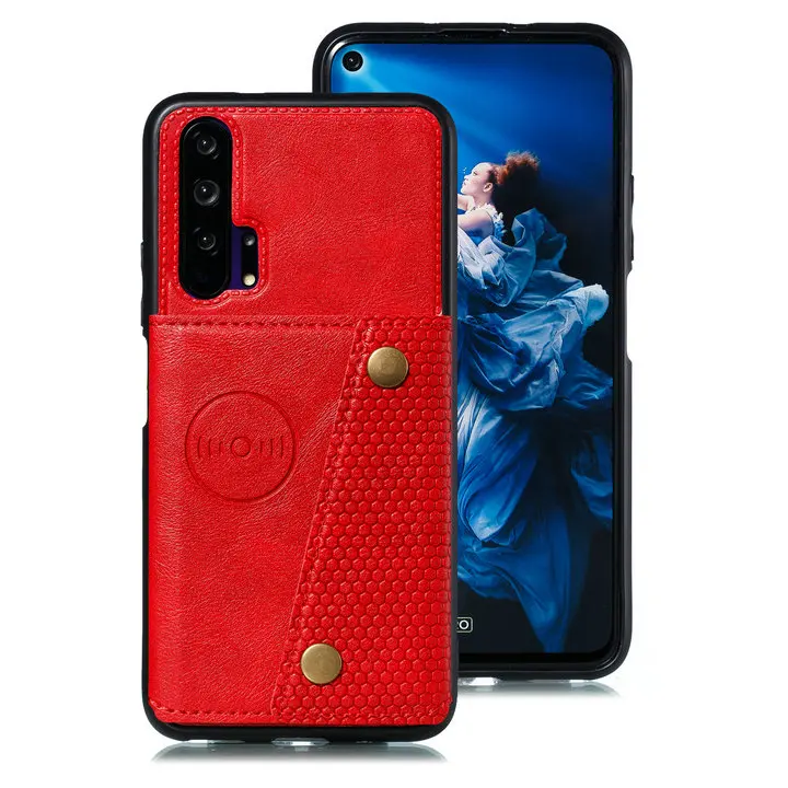 Чехол Honor20 для Honor 20 S 20 Pro с отделением для карт, задняя крышка для Honor 20 S, роскошный чехол-книжка из ТПУ, бампер для huawei Honor 20, чехол, противоударный - Цвет: Красный