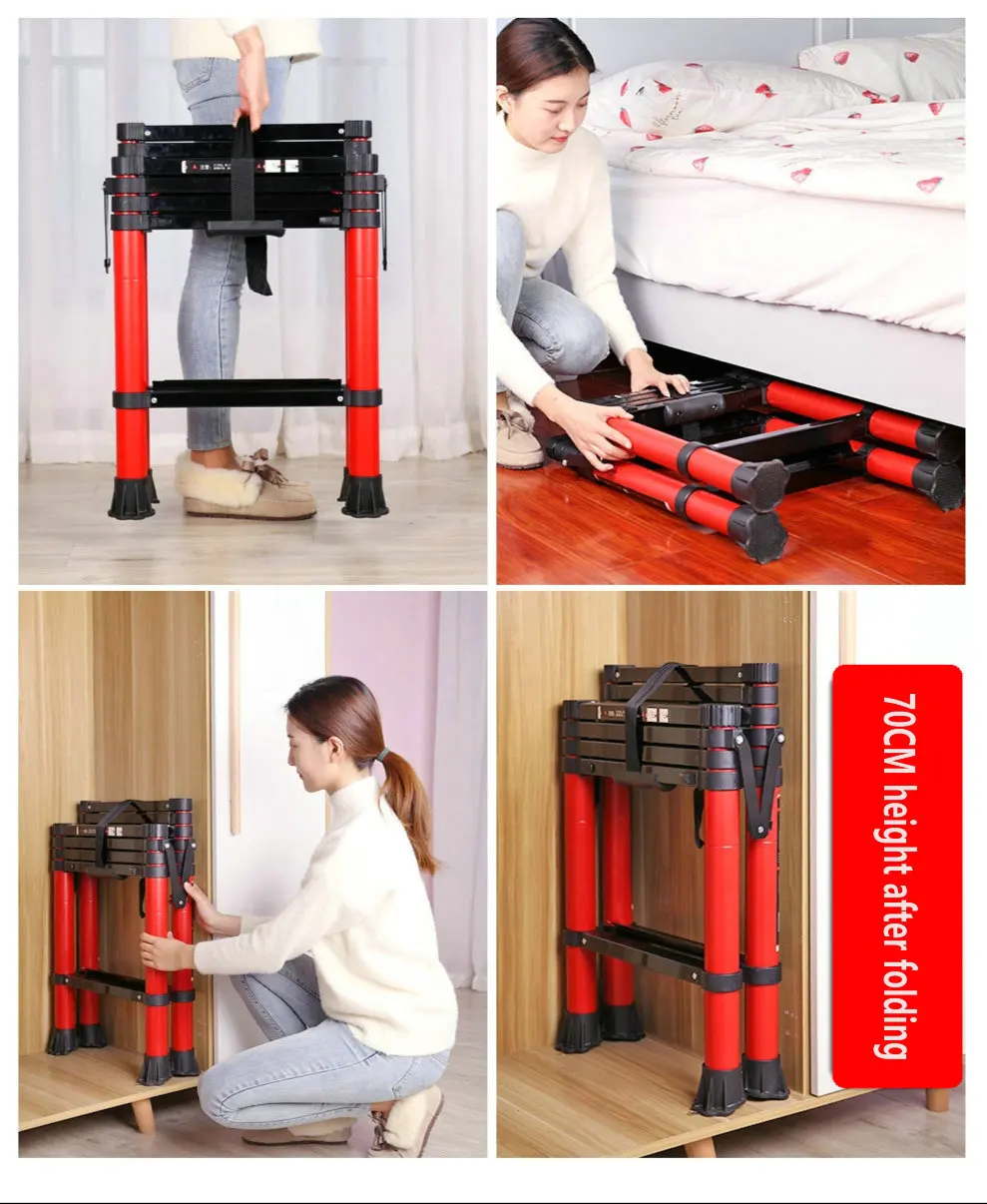 4+6 Step multifunctional aluminum alloy telescopic ladder household trestle ladder portable engineering ladder foldable ladder