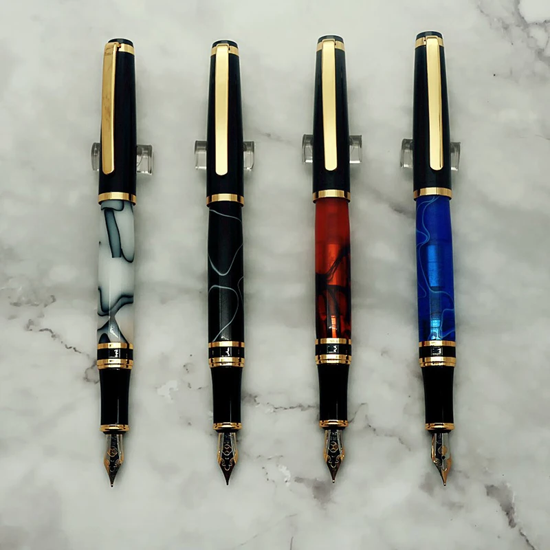 

1pc Gold Clip Fountain Pen Fine Nib 0.5mm Acrylic Student Practice Handwriting Iraurita Ink Pens School Office Supplies