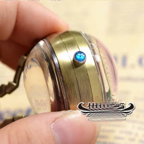 Luxo Transparente Bola Relógio de Bolso Mecânico Colar Numerais Romanos Dial Alta Qualidade Pingente Fob Corrente Relógio para Homens - Image 5