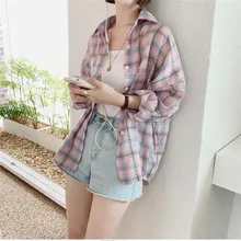 Aliexpress - New Pink plaid Shirt Oversize female Tops Women Long sleeve Linen Cotton Girls Blouse Autumn Plus Size Women Blouses Plaid femme