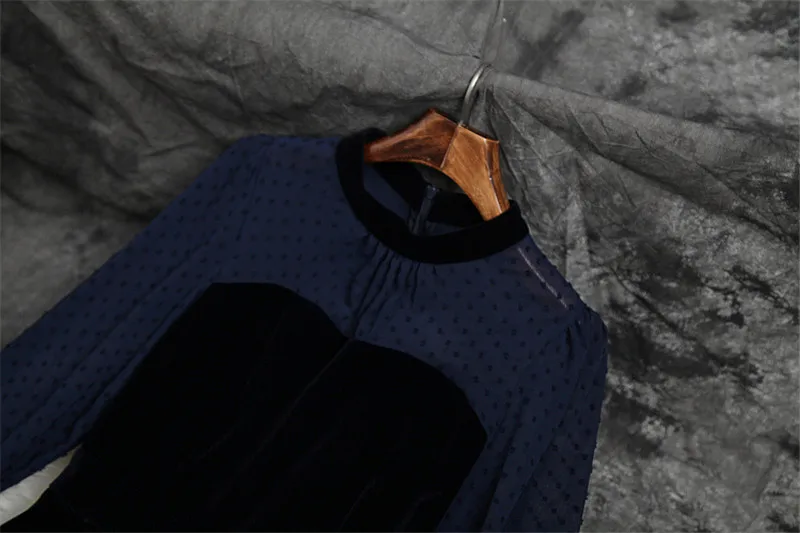 Новое Брендовое модное дизайнерское подиумное осеннее платье для женщин Vestidos с длинным рукавом шифоновое лоскутное винтажное повседневное велюровое платье