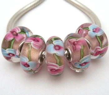 

JGWGT 1778 5X 100% Authenticity S925 Sterling Silver Beads Murano Glass beads Fit European Charms Bracelet diy jewelry Lampwork