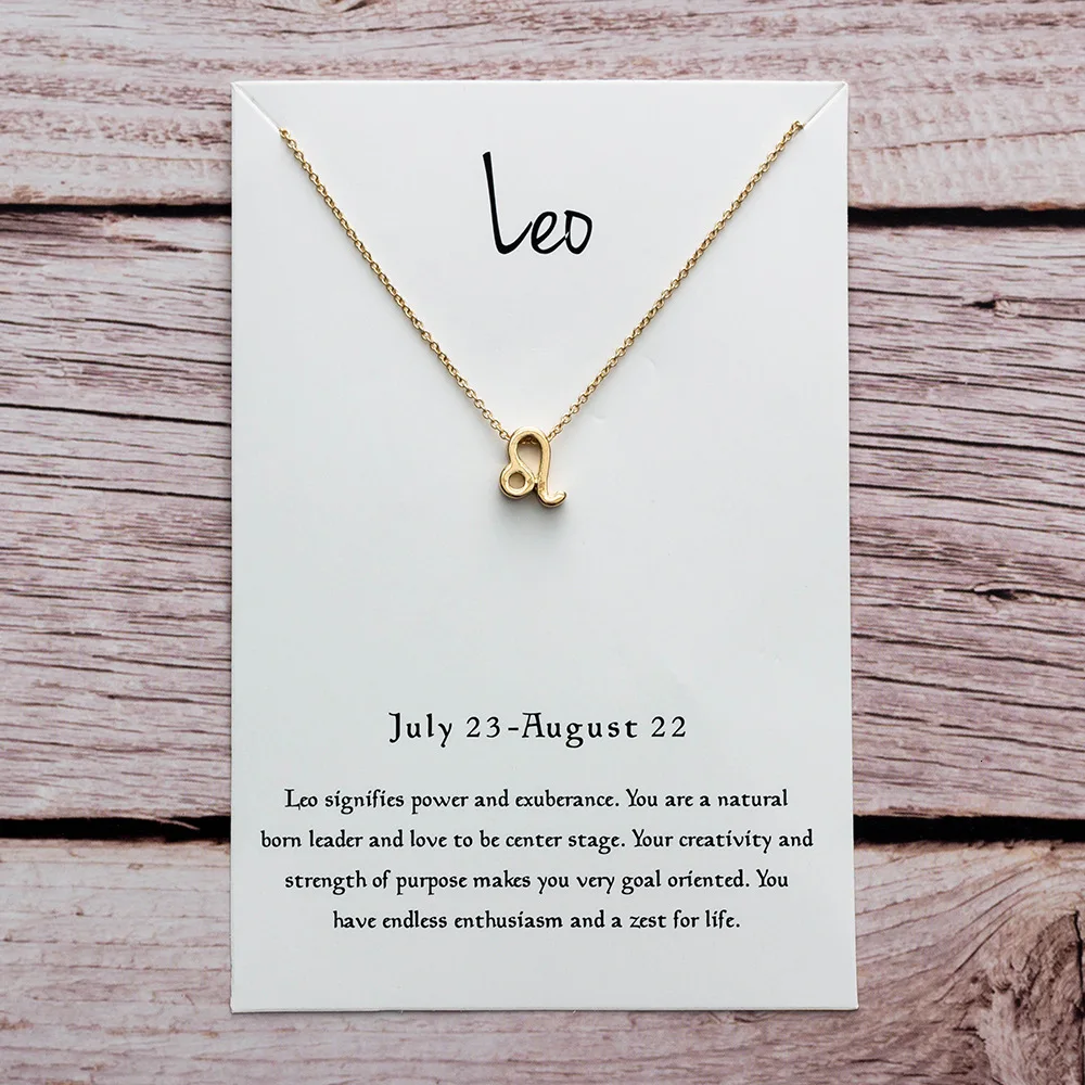Модная Звезда Знак зодиака 12 Созвездие Ожерелье s& ожерелье с подвесками для женщин длинное цепное ожерелье Бижу femme - Окраска металла: Leo gold