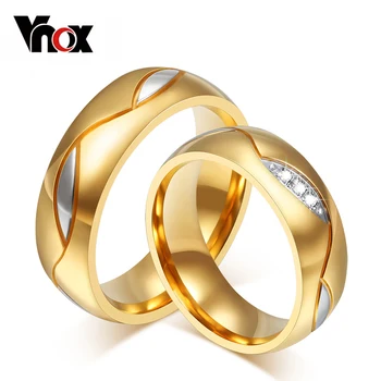 

Vnox Wedding Ring for Women Men Engagement Jewelry Engraved Servise Russian Spanish Portuguese