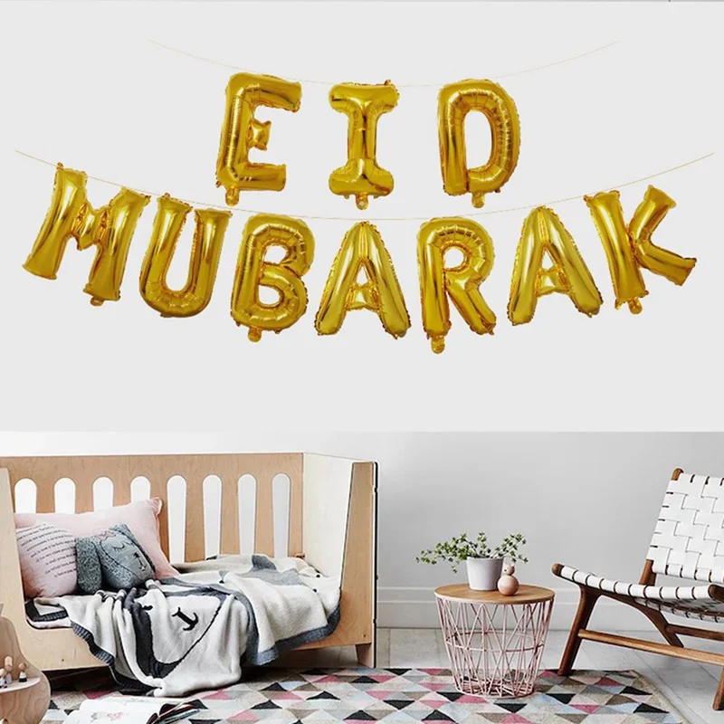 1 комплект EID MUBARAK фольги Воздушные шары Золотая буква со звездой Eid воздушный шар для мусульманских Eid вечерние украшения поставки