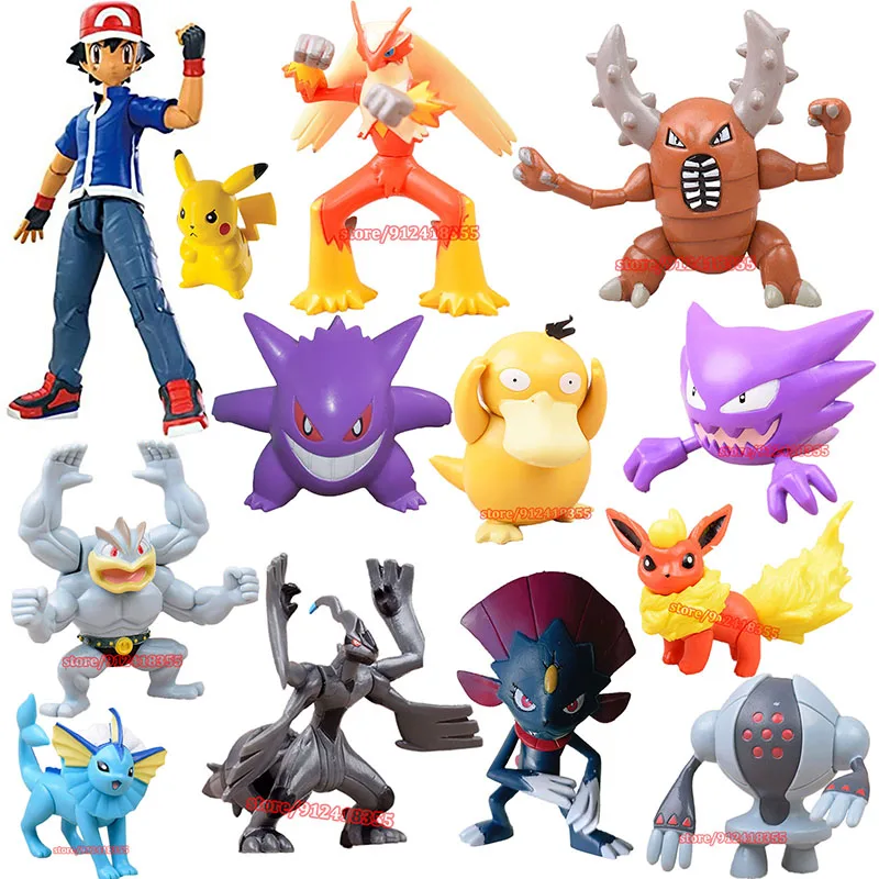 Anime Ash Pikachu Psyduck Gengar Machamp Blaziken Arceus Pokemon Action Figure Giocattoli Pokemon Anime Figure Bambole Regali Per Bambini Giocattoli