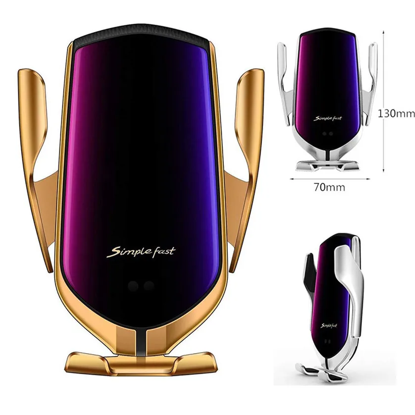 R1 10W QI быстрое автомобильное беспроводное зарядное устройство инфракрасный индукционный автоматический зажим держатель телефона Зарядка для iPhone huawei SAMSUNG
