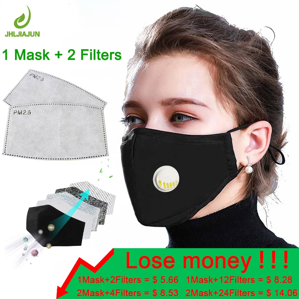 

Cotton PM2.5 Anti Haze Mask Breath valve anti-dust mouth mask Activated carbon filter respirator Mouth-muffle black mask face