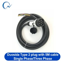 32A for EV side IEC62196-2 Type 2 European standard plug Single phase 5pin 7pin Three phase IEC female AC plug with 5m Cable