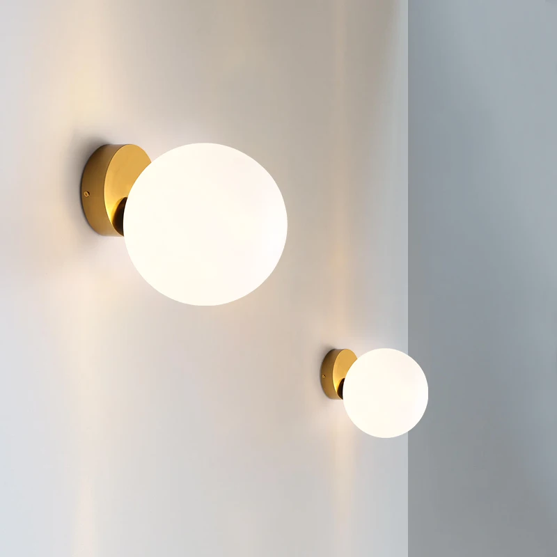 

white glass wall lamp modern glass wall lamp gold led wall light fixture frosted glass ball wall sconce corridor aisle lighting