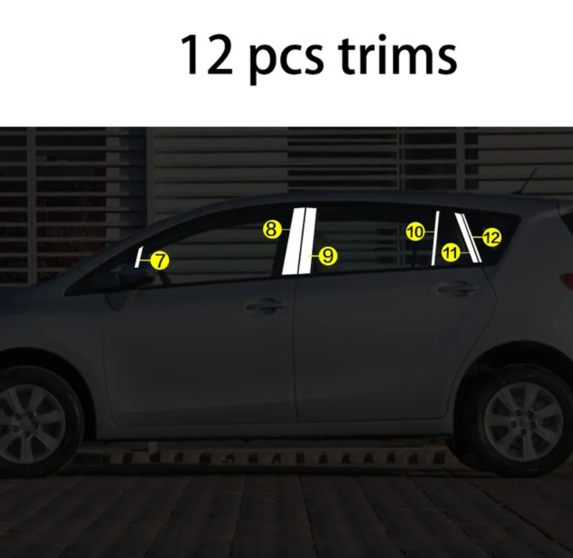 Нержавеющая сталь окна автомобиля планки для toyota verso 2009 2010 2011 2012 2013 - Цвет: 12 pcs trims 1