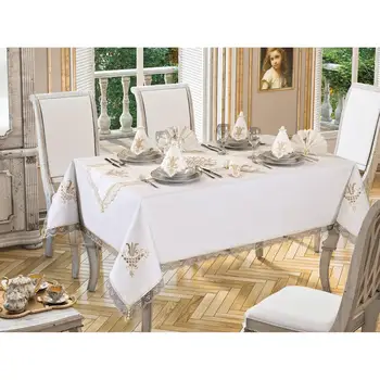 

Tulip Embroidered Ruched Rectangle Table Cloth Cream Cappucino