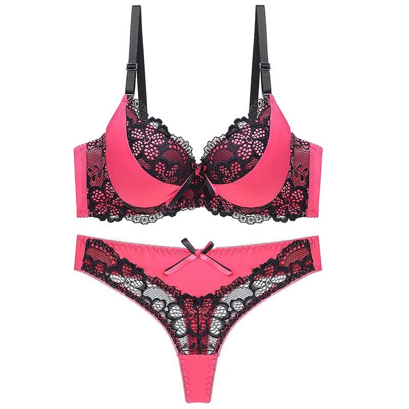 Europeu e Americano Rendas Reunir Sexy Estilo Conjunto Sutiã Forma Moda v Profundo Definir Push up Underwire 2021 2 Cheap Conj. calcinha e sutiã