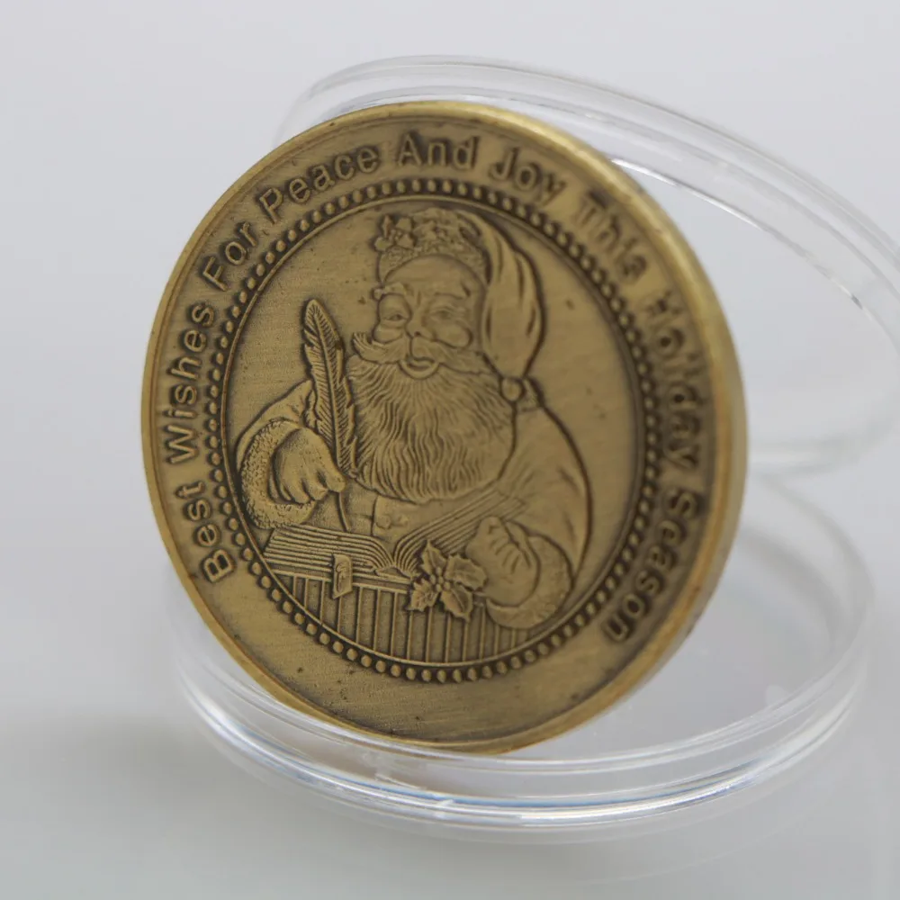 Счастливые праздники рождество монета подарок Счастливого Рождества бронзовые покрытые монеты подарки коллекция ремесел