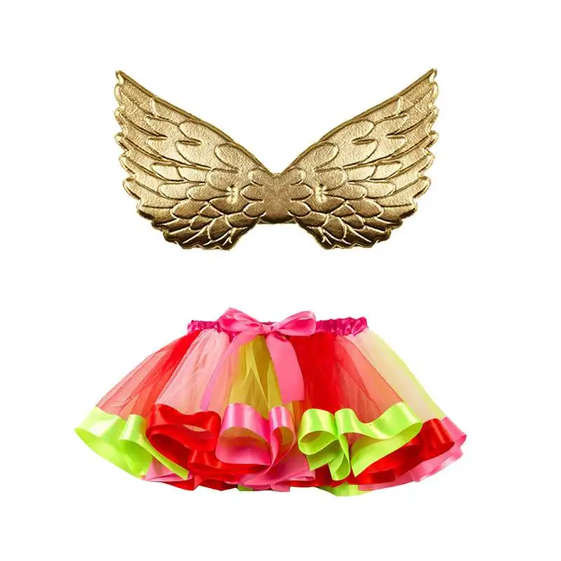 Новое поступление, милые вечерние балетные костюмы для маленьких девочек, юбка-пачка+ крылья - Цвет: Green
