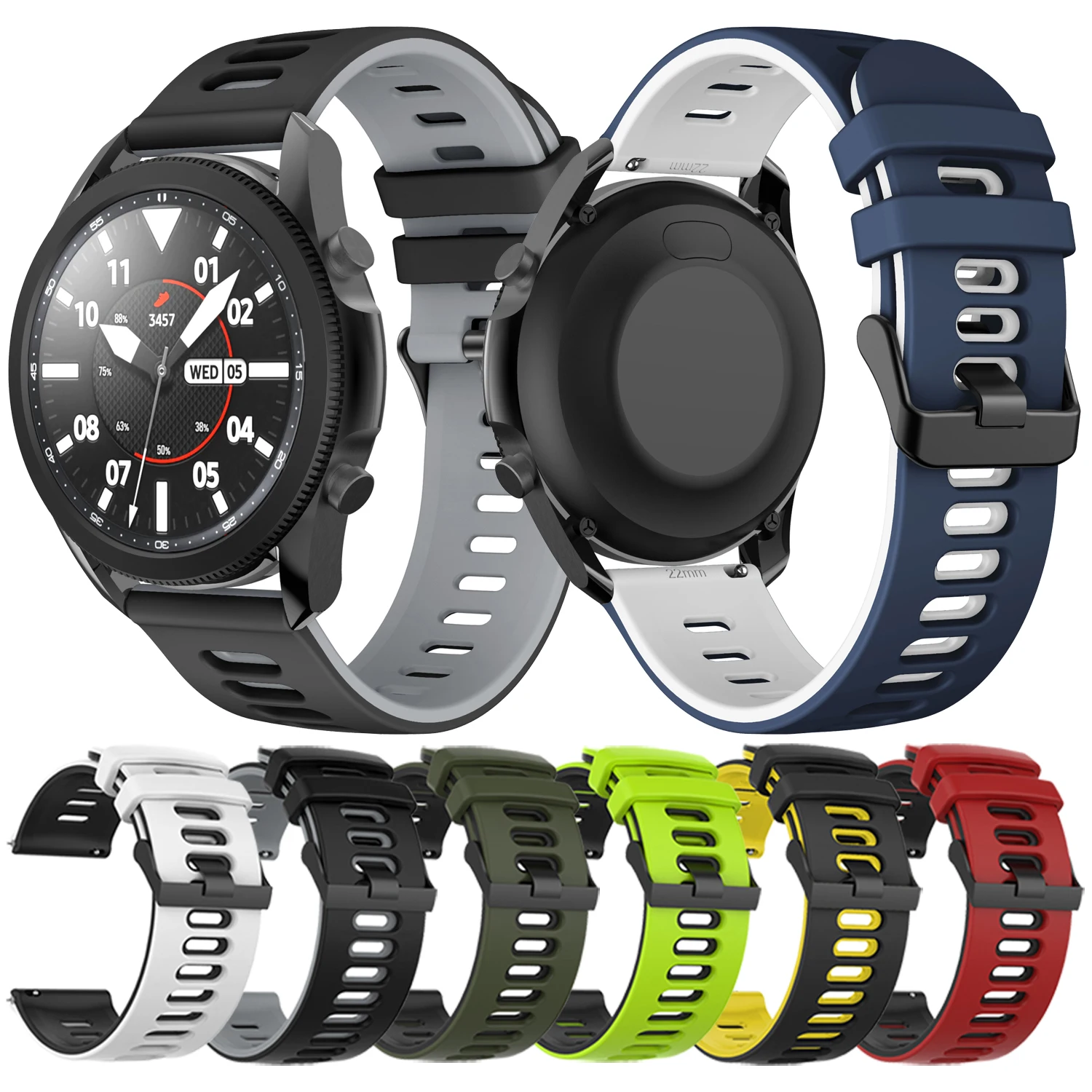 

Silicone Sport Wristband 22MM Straps For Samsung Galaxy Watch 3 45mm Gear S3 Smart Watch For Huawei Watch gt 2e magic Bracelet