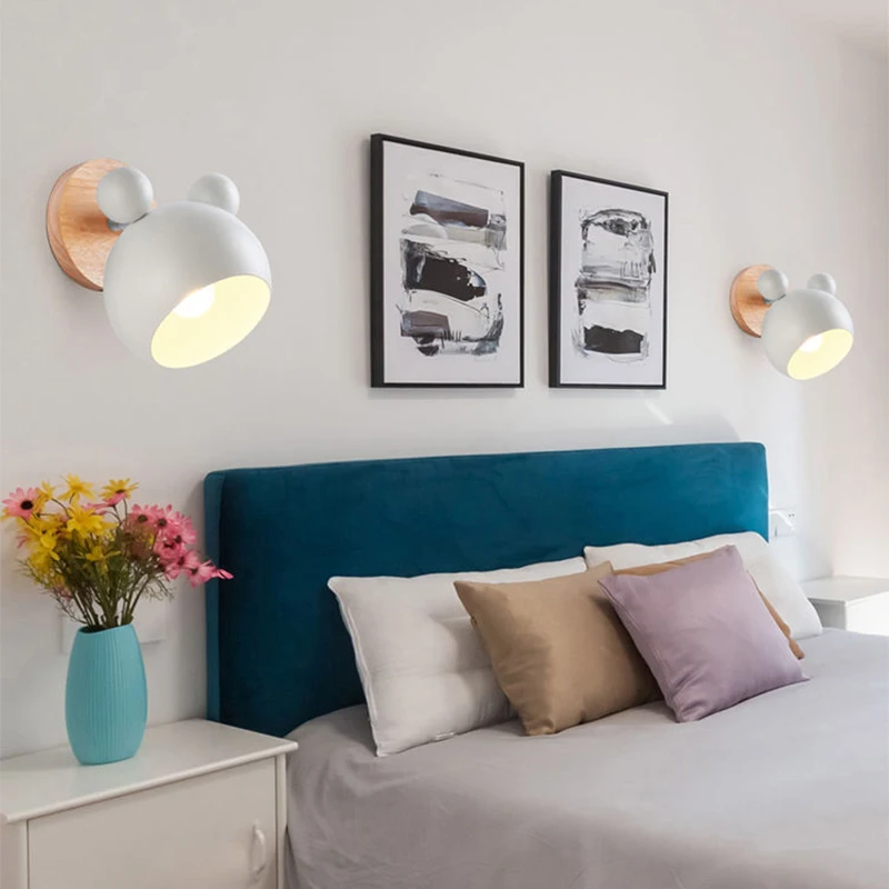 북유럽 E27 LED 벽 램프 갓 sconces 조명 실내 조명 홈 장식 머리맡 침실 거실 주방