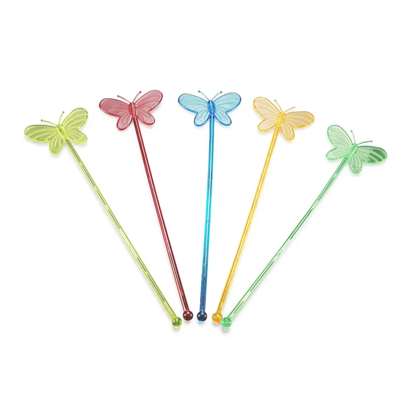 Cocktail Stirrers Cocktail Picks Bar Muddler Cocktail Straws Barware Bar Tools Color Transparent Acrylic Butterfly Mixing Cocktail Whisks Drink Stirring Sticks Mixer Muddler 60pcs/lot