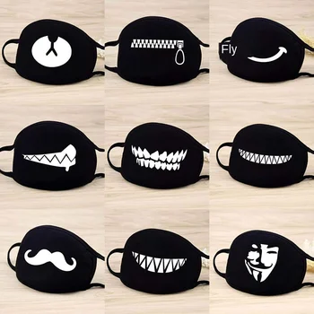 

Black Face Mask Women's Autumn and Winter Riding Warm Face Mask Cool Printed Fashion Dust Respirator