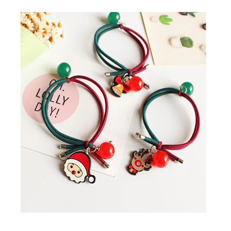 1 Pcs Fashion Christmas Elastic Hair Rope For Girls Hair Rubber Band Ponytail Holder Xmas Children's Headwear Hair Accessories