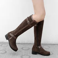 SARAIRIS/модные ботинки для верховой езды на квадратном каблуке, Большие размеры женские ботинки г. Женские зимние сапоги до колена наивысшего качества