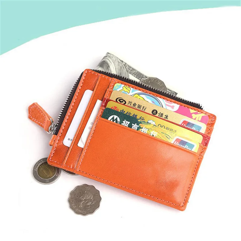 

New Style Korean-style Multi Card Bit Ultra-Thin Purse Genuine Leather Zip Coin Purse Small Card Holder