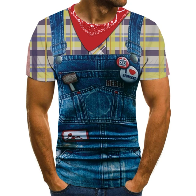 2021 Summer 3D Printed Jacket Suit Fake Pattern T-shirt Fashion Trend Funny Sweatshirt Boy Personalized Casual Shirt TX-QT-0691