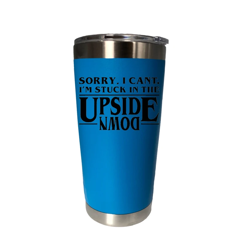 20 oz sky blue 20 унций тумблер дорожная Автомобильная кружка с двойными стенками Изолированная вакуумная фляжка термос из нержавеющей стали бутылка для воды холодное или Горячее пиво кофе кружка - Цвет: 20 oz sky blue