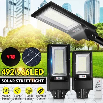 

2800W 3800W LED Digital Display Solar Street Light with Remote Control Radar Motion Sensor 492/966 LED Outdoor Garden Wall Lamp