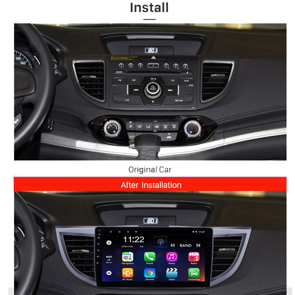 10," 2G+ 3 2G Android 9,1 Автомагнитола стерео для Honda CRV 2012 2013 Автомобильный мультимедийный аудио плеер gps навигация SWC BT