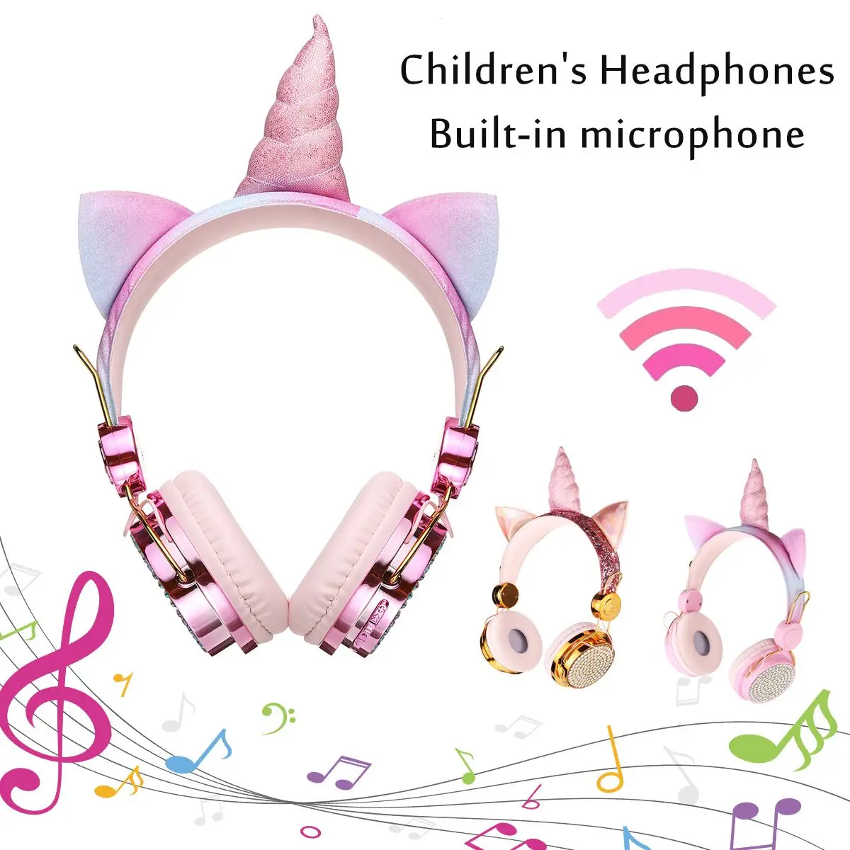 Cartoon Headphone bluetooth Wireless Computer Earphone Girls Music Phone Headset Microphone Daughter Kids Cute Shape