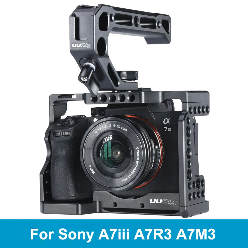

UURig C-A73 Camera Cage for Sony A7III Standard Arca-Style Quick Release Plate with Top Handle Grip for Sony a7iii A7R3 A7M3