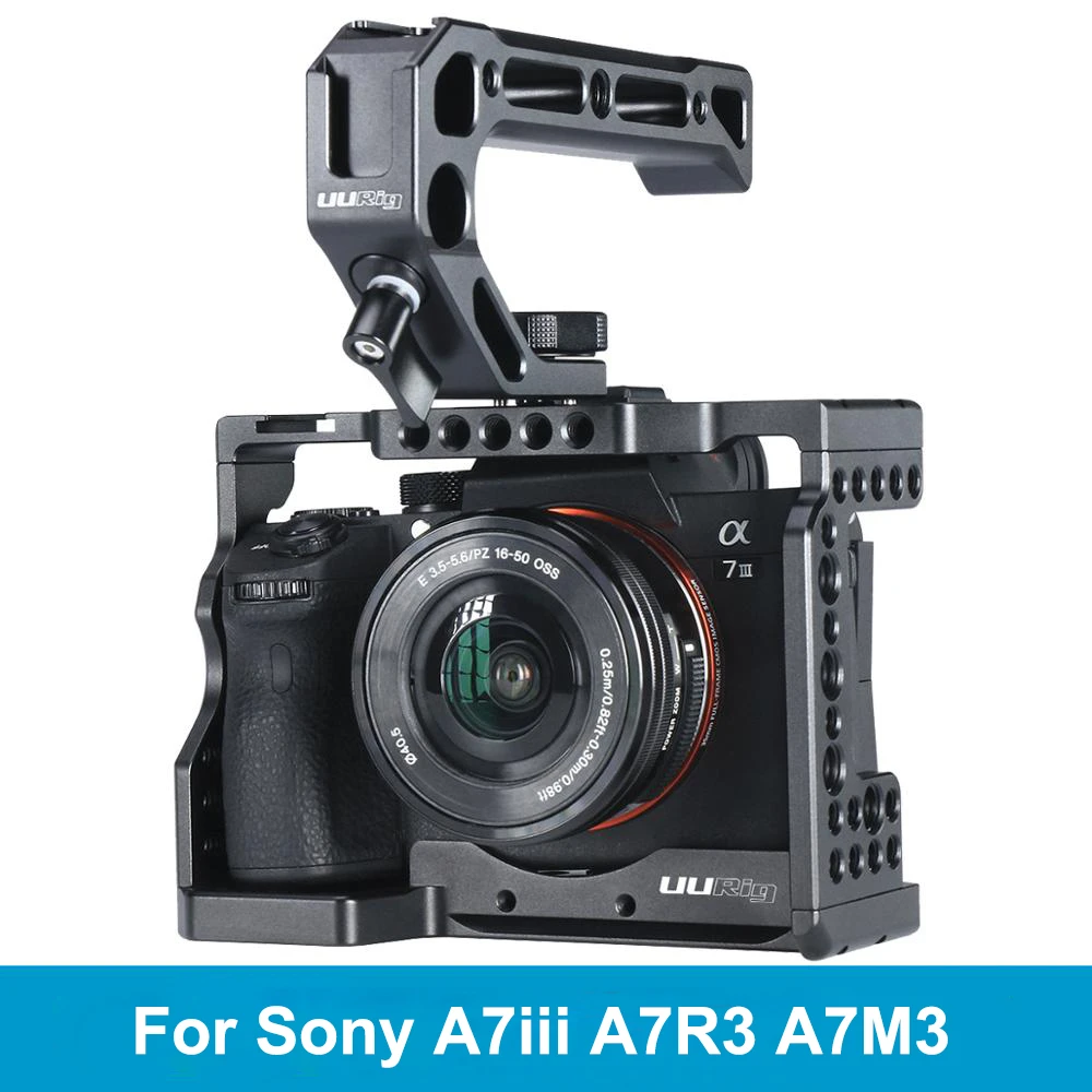 UURig Metal Camera Cage Rig Dual Cold Shoe Mount for Sony A73 A7III A7R3 A7M3 UURig Metal Camera Cage Rig Dual Cold Shoe Mount for Sony A73 A7III A7R3 A7M3