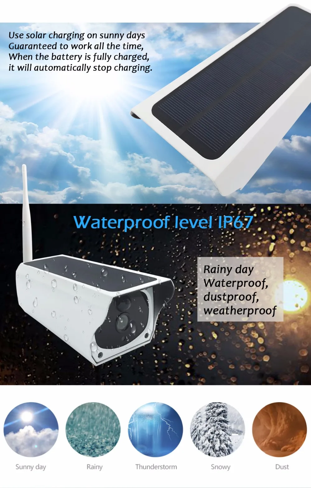 33Camera Solar HD CCTV Security Surveillance IP Camera WI-FI Wireless Outdoor IP67 Waterproof Powered Cloud IR P2P Outside Camera
