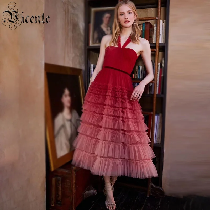 VC 2020 All Free Shipping New Chic Mesh Dress Sexy Off The Shoulder Halter Design Sleeveless Celebrity Party Long |