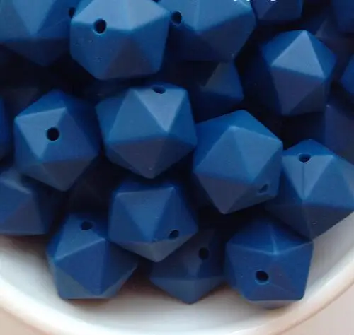 50 шт Icosahedron силиконовые бусины 17 мм пищевого качества Детские Прорезыватели для прорезывания зубов для жевательной цепочки и сосок - Цвет: Sapphire Blue