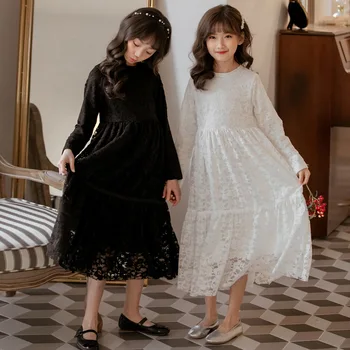

Dress For girls Big lace Girls Dress Casual Plaid Dress Girl 2020 Autumn Spring star net yarn fairy Kids Dresses For Girls 4-18T