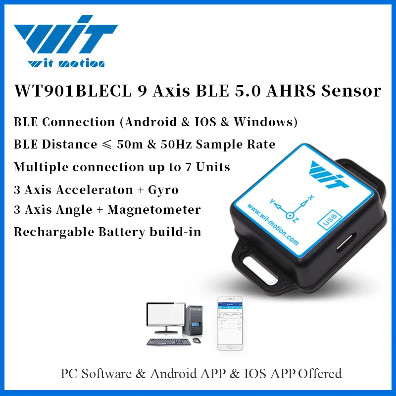 WitMotion Bluetooth BLE 5 0 низкое потребление 9 осевой Датчик WT901BLECL угол + ускорение гироскоп Mag MPU9250 на