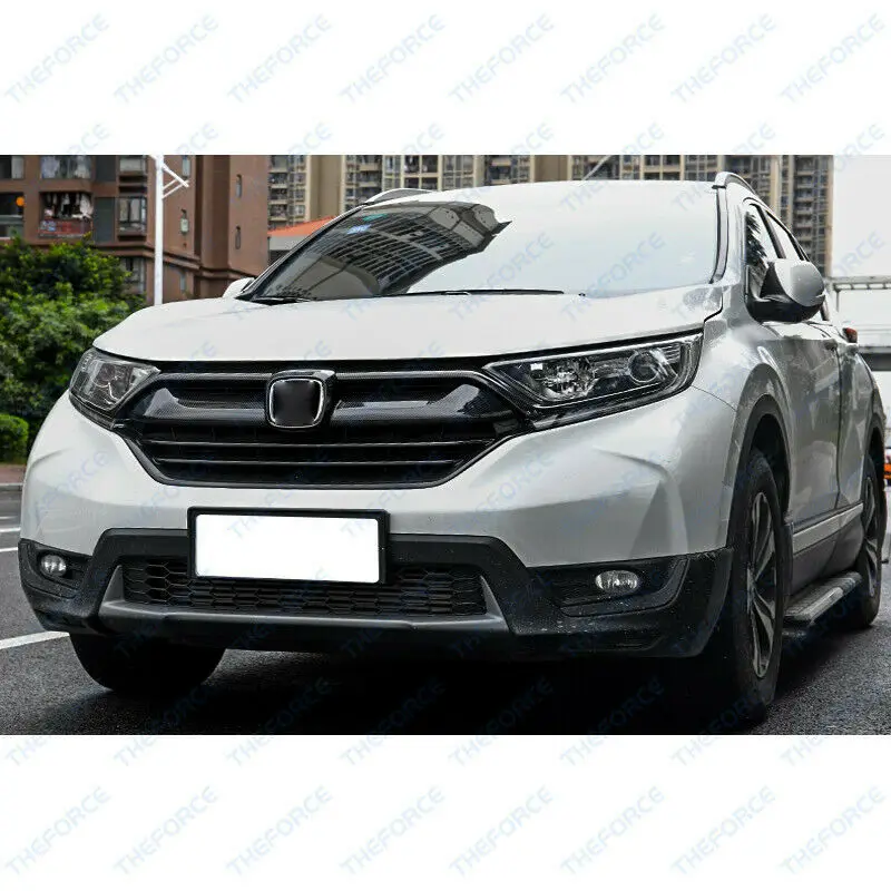 Для Honda CRV автомобиля Передняя ABS углеродное волокно черная поверхность решетка гриль крышка отделка