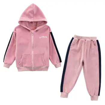

2020 Girls Winter Autumn Warm Fashion New Hooded Sports Suit Children Casual Set 2pcs Sweatshirt+Pants Kids Clothes Suit