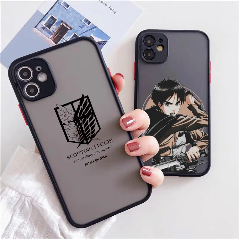 Anime Japanese Allen Attack On Titan Phone Case For Iphone 12 13Mini 11 Pro XS MAX 8 7 6 Plus X SE2020 XR Hard Fundas Coque Case