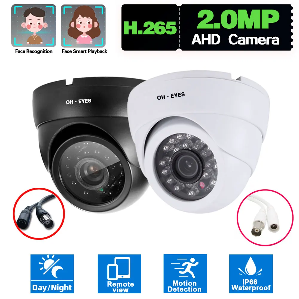 Cctv Analog Video Camera 2mp Outside Waterproof Night Vision Black