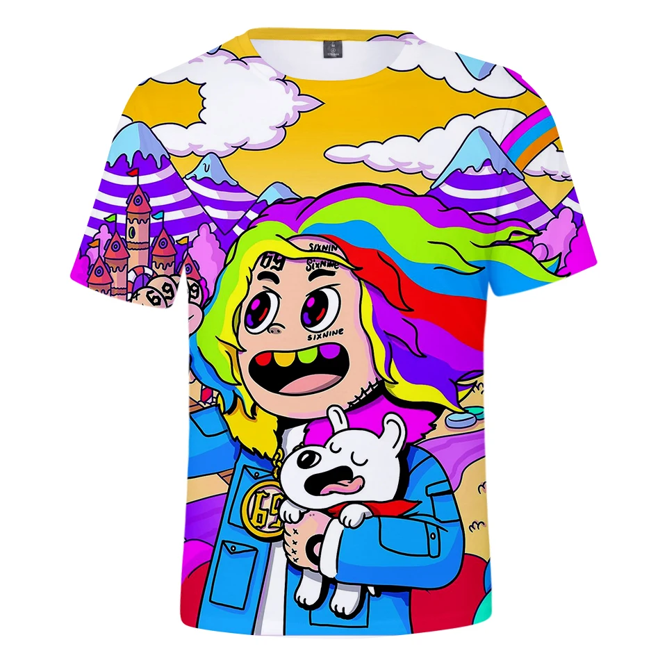 Футболка 6IX9INE для мужчин и женщин модная Повседневная Удобная рубашка с 3D