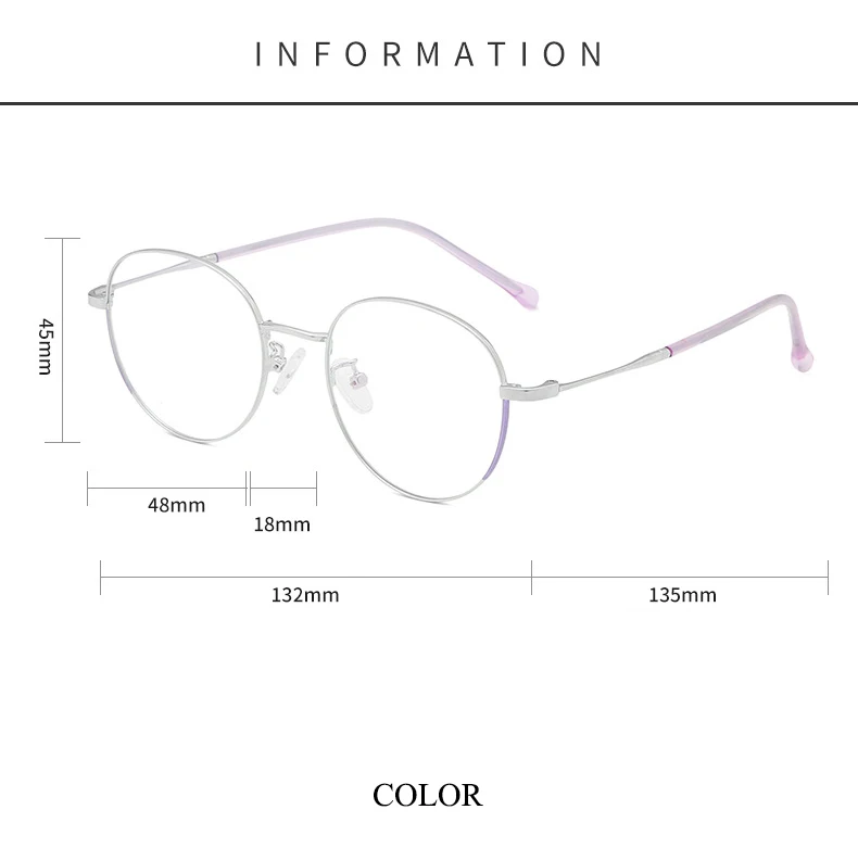 New trend small round frame flat mirror retro metal eyeglass frame personality fashion can be equipped with myopia glasses frame