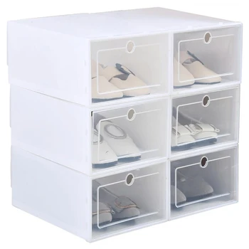 

New 12Pcs Flip Shoes Transparent Drawer Box Plastic Shoe Box Stackable Storage Box Shoe Storage Box 33 x 24 x 13cm