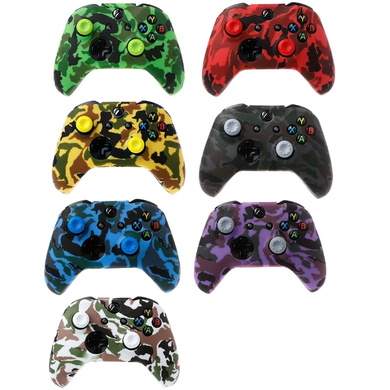 

Camouflage Silicone Gamepad Cover + 2 Joystick Caps For XBox One X S Controller