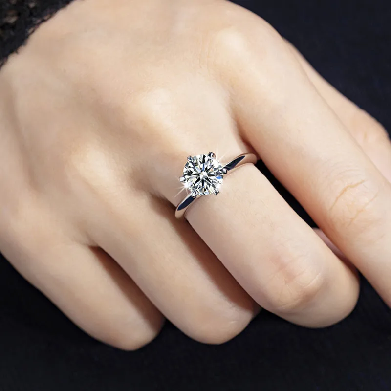Классические кольца 2.0ct D цвета Муассанит 9 к из белого золота для свадьбы, обручальные кольца, кольца для женщин, невесты, бриллианты, тест, Пройденный подарок