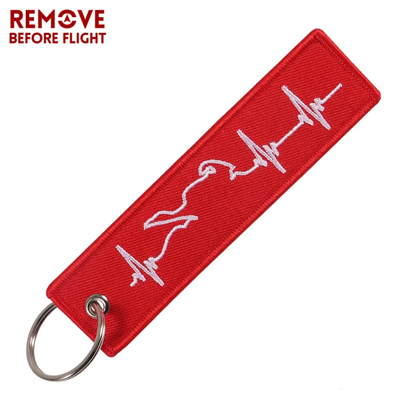 Fashion Biker Heartbeat Keychain for Motorcycles and Cars OEM Key Chains Embroidery Key Fobs Jewelry Fashionable Chain Keychain
