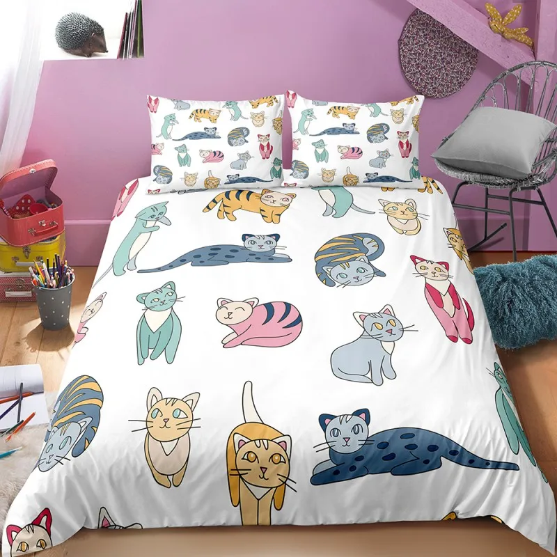Cute Cat Baby Bedding Set 2/3 Piece 3d Animal Bedding Linen Set Twin